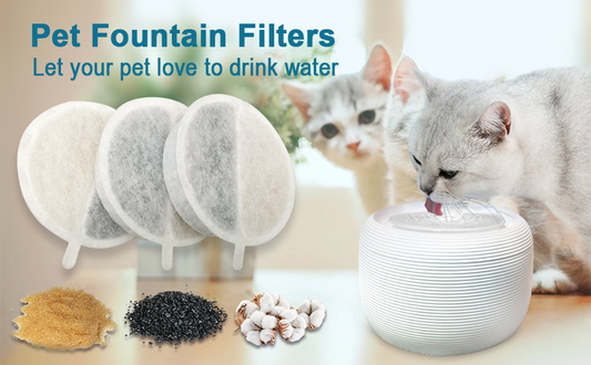 Pet Water Fountain Replacement Filter, Pack of 6, Compatible w/ 2.5L Filtered Water Fountain, Triple Filter System, Activated Carbon Filter