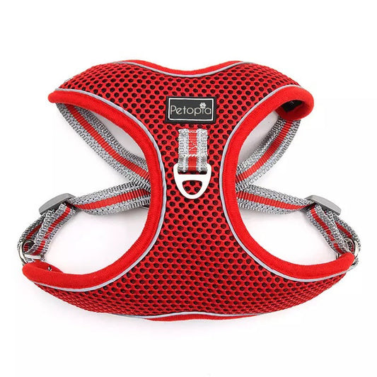 Reflective Air Mesh No-Pull Dog Harness + Leash Set for Medium to Large Dog Breeds (Red)